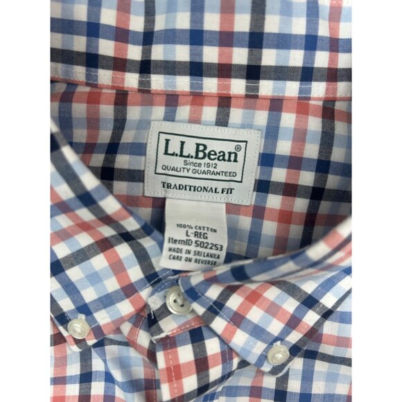 L.L. Bean Men's Plaid Traditional-Fit Short Sleeve Shirt Large - Picture 4 of 5